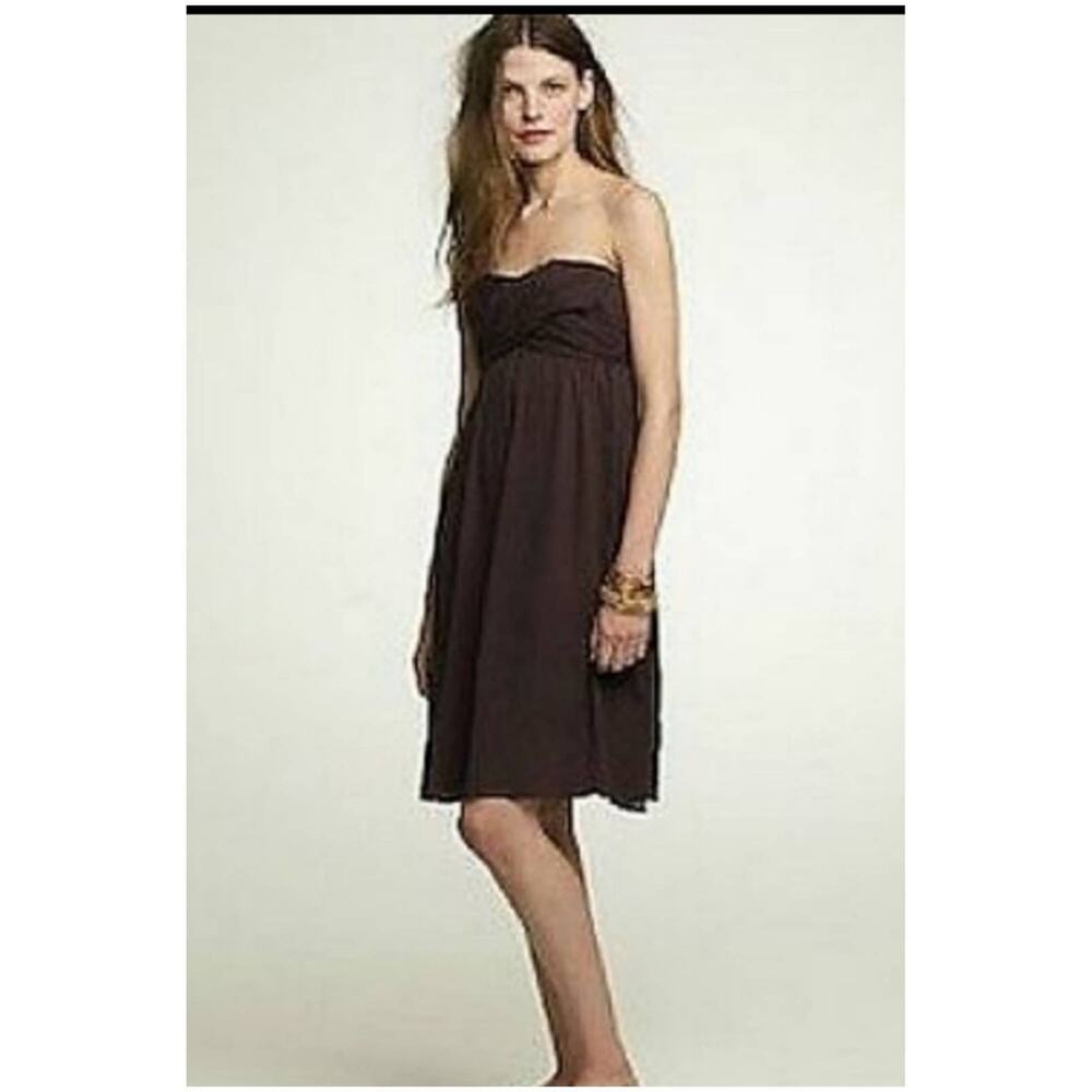 J. Crew Expresso Brown Taryn Chiffon  Strapless Dress Size 4